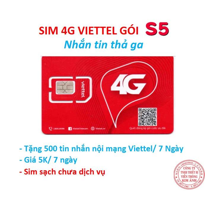 Bao chặn - Sim sạch Viettel loại chưa dịch vụ GÓI S5 ƯU ĐÃI 500 SMS MIỄN PHÍ CHỈ 5K/7 NGÀY, Miễn phí tin nhắn