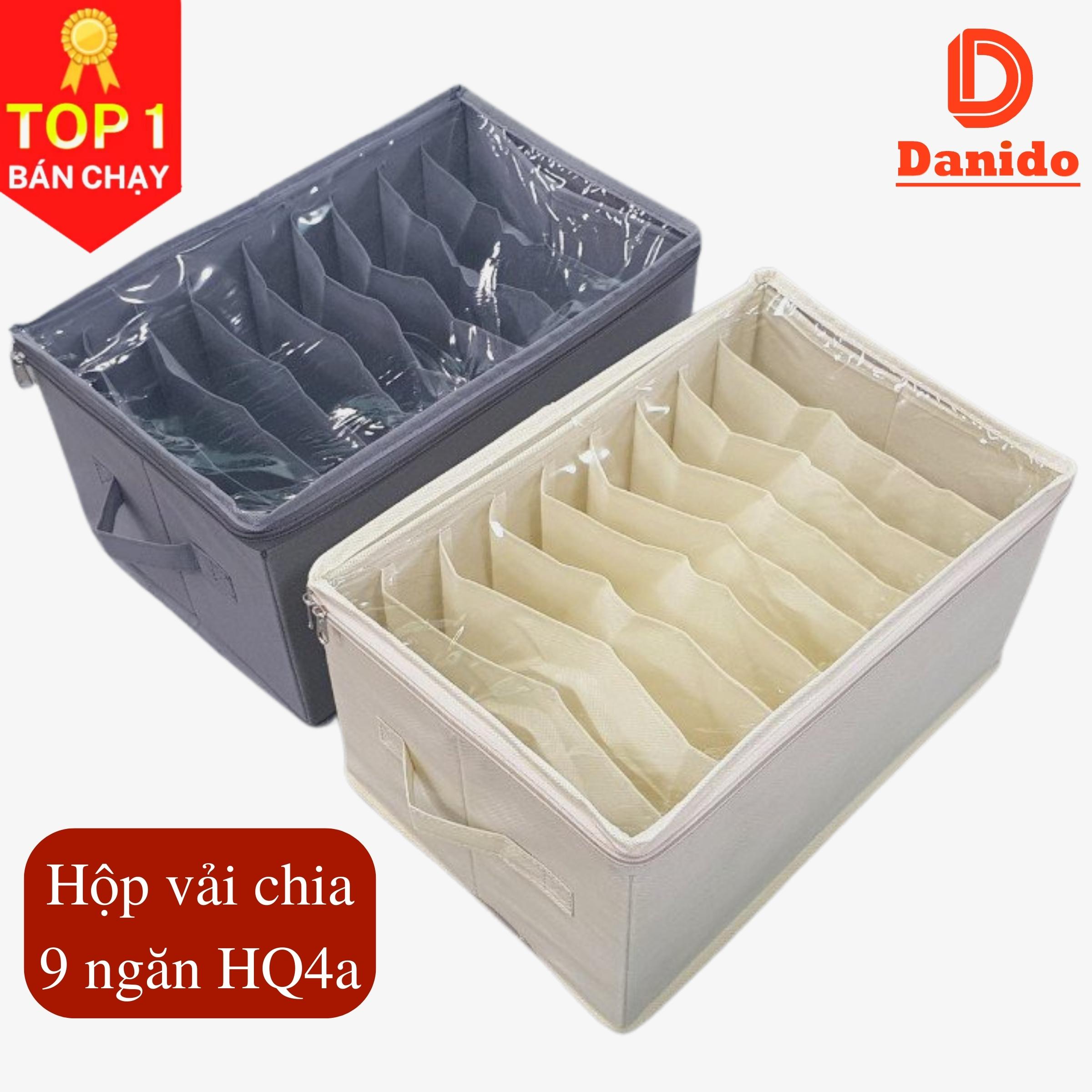 Hộp vải đựng đồ chia ngăn HQ4 - Hộp đựng quần áo chia 9 ngăn, 12 ngăn gấp gọn chính hãng