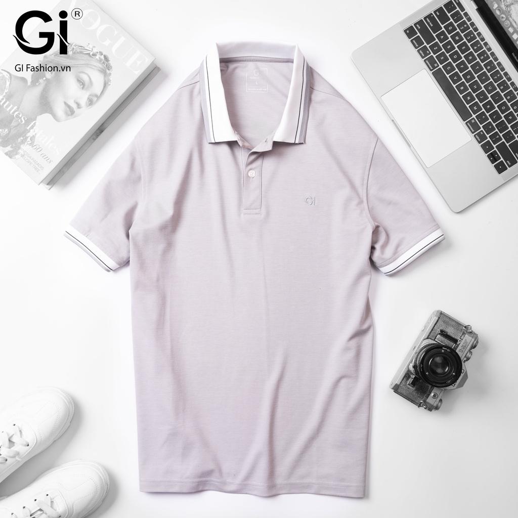 Áo polo nam GI màu ghi, chất liệu CVC, thoáng mát, co giãn 4 chiều