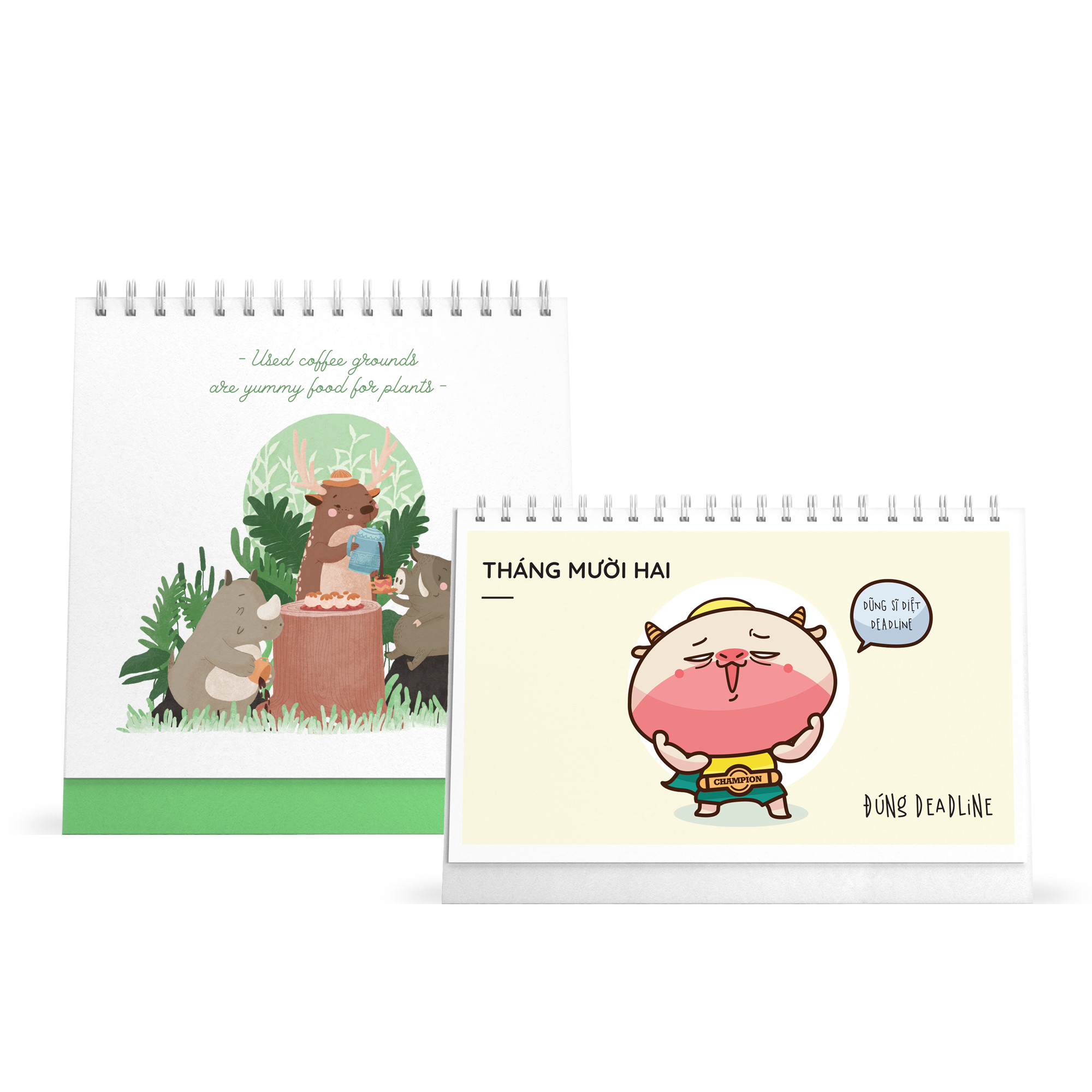 Combo lịch bàn SDstationery 2021 - Lịch ngang chữ nhật HỨA SỐNG TỐT (con trâu) và Lịch đứng vuông LIVE GREEN (sống xanh)