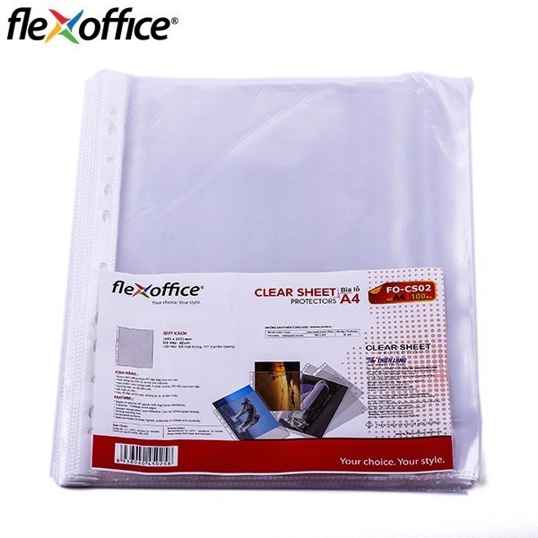 Tập 100 Bìa lỗ không viền A4 Flexoffice FO-CS02