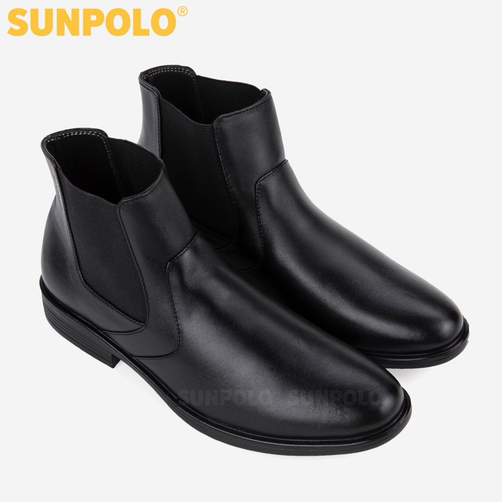 Giày Boots Nam Cổ Cao Da Bò SUNPOLO BOOT01 (Đen)