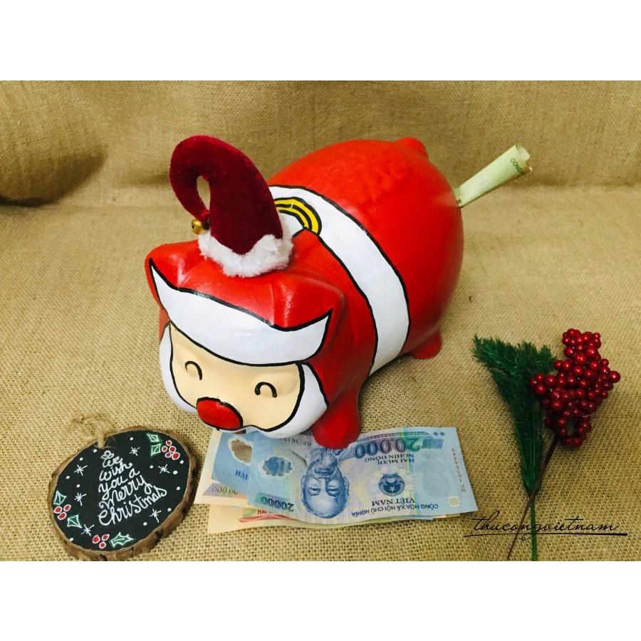 Heo đất Giáng Sinh - Ông Noel - Lớn: 15x30cm