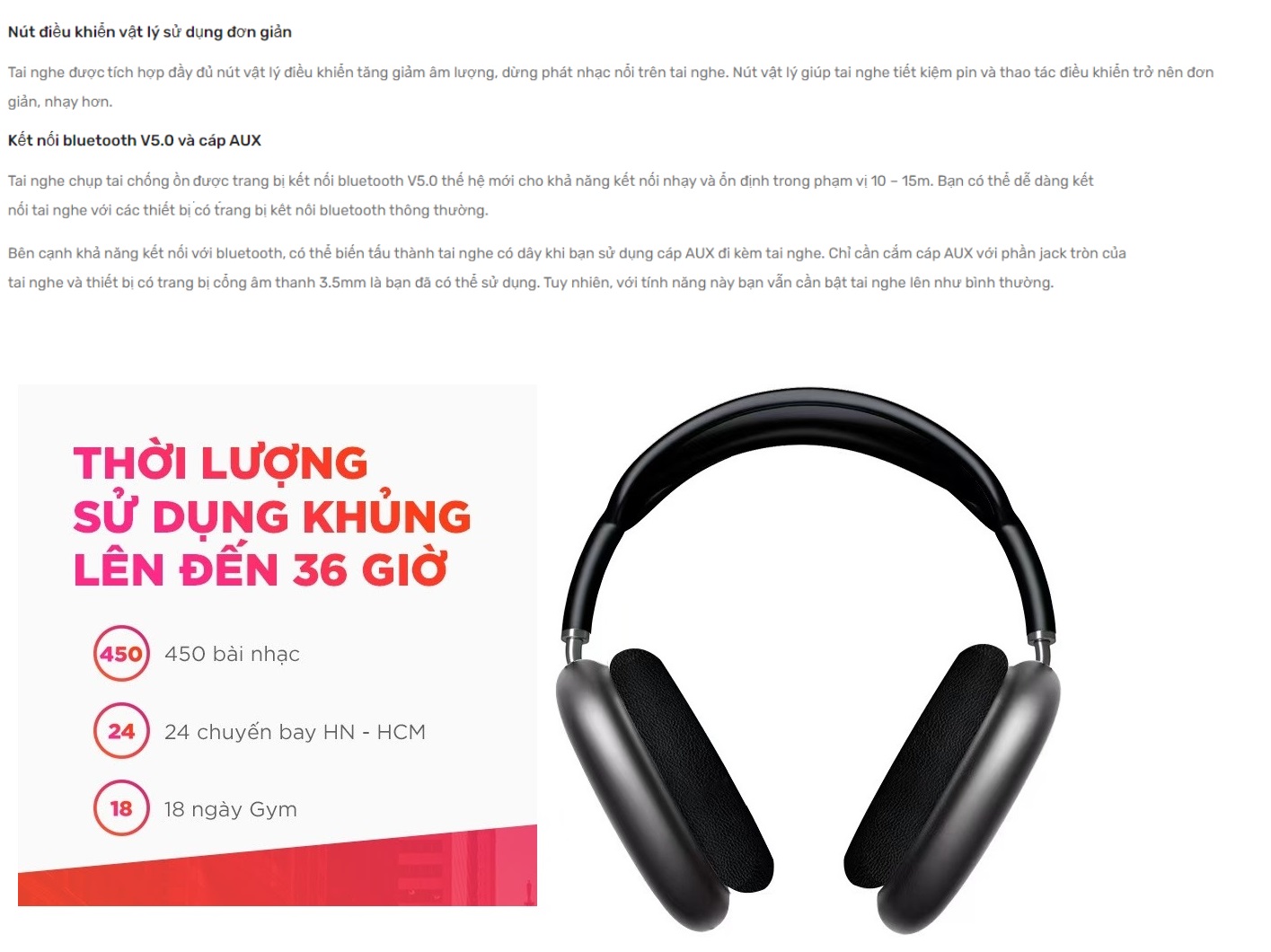 Tai Nghe Headphone Bluetooth Chụp Tai Chống Ồn Viniel Ultra Wireless Công Nghệ Dynamic Bass - Bluetooth v5.0 VJ95 - Hàng Chính Hãng