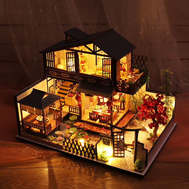 Mô hình nhà DIY Doll House Japanese Forest Valley Kèm Mica Chống bụi