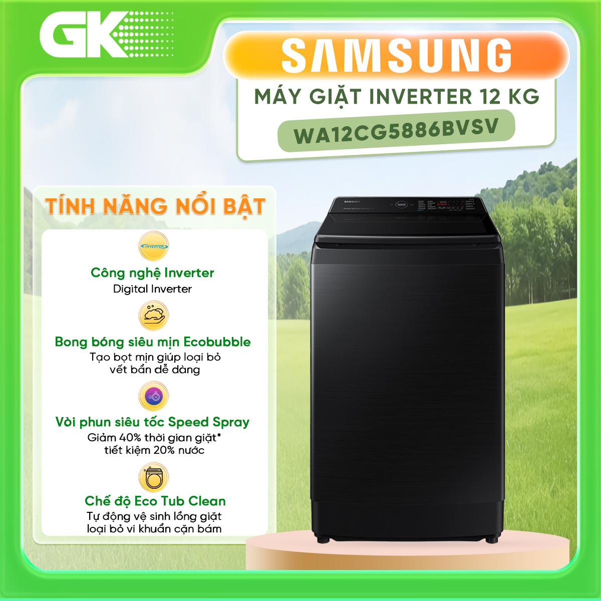 WA12T5360BV/SV - Máy giặt Samsung Inverter 12 kg WA12T5360BV/SV - Hàng Chính Hãng - Chỉ Giao Hồ Chí Minh