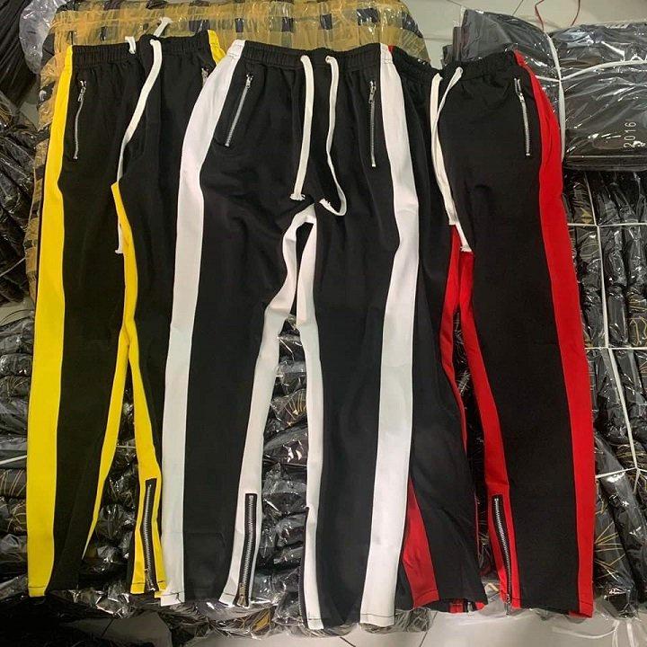 Quần thể thao nam zipper 2 line cực chất,phong cách năng động cá tính chất thun co giãn thoải mái,Quần Thun Thể Thao Nam 3 Sọc Quần Nam Thu Đông Co Giãn Ống Suông