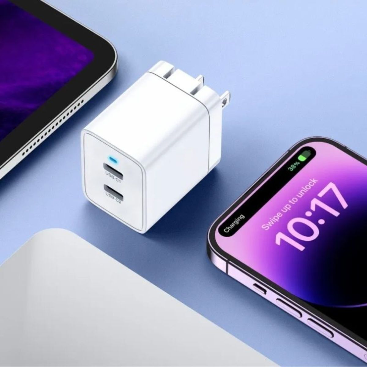 Củ sạc Choetech Q5006  nhanh 40w 2 cổng Type C (Hàng chính hãng) MÀU ĐEN