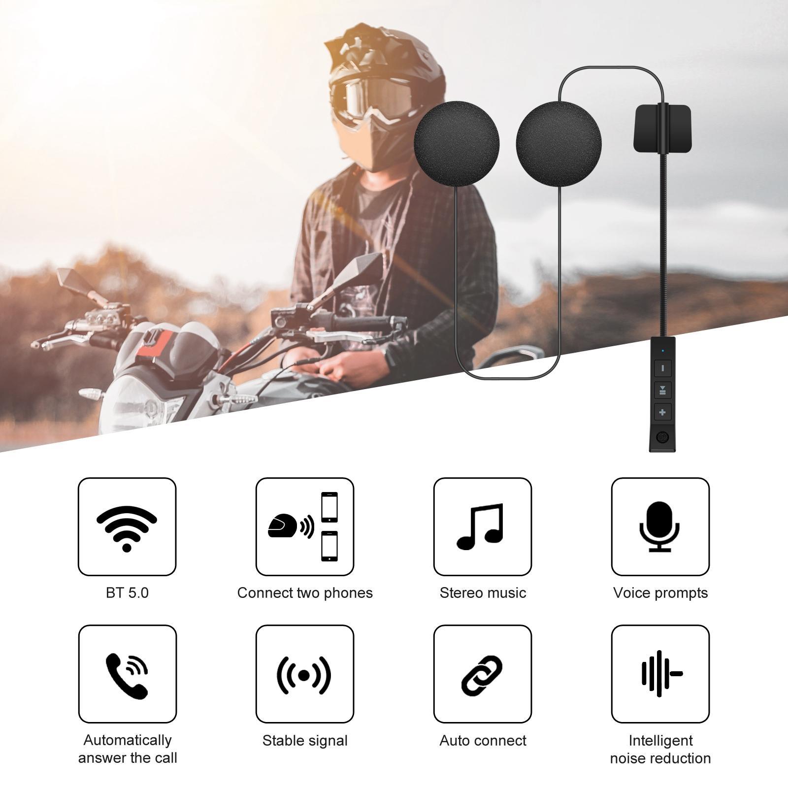Motorcycle Helmet Bluetooth 5.0 Headset Noise Canceling Earphone Fit for Riding