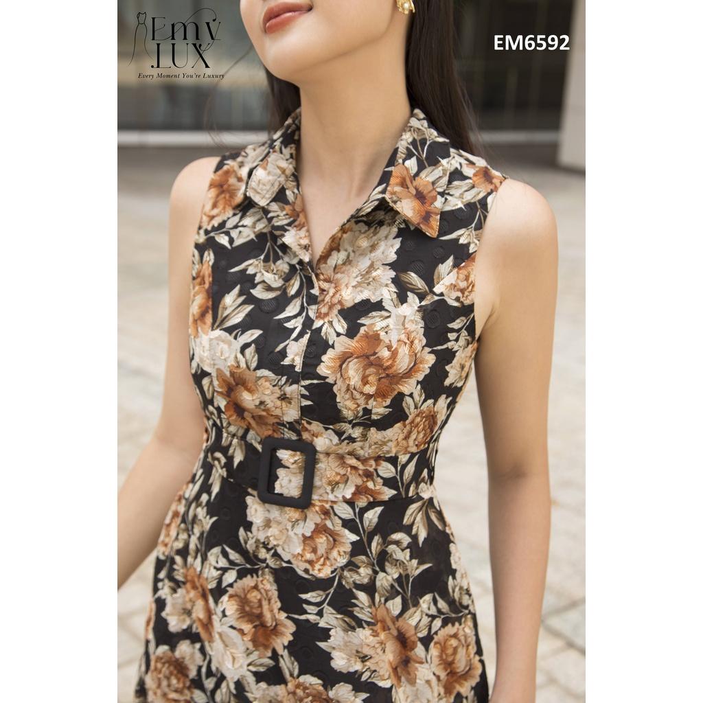 Váy EMY EM6592 Nữ Xoè Hoa Cổ Somi Có Túi