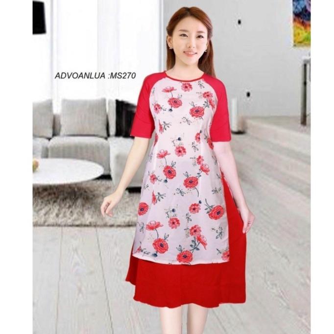 Set Bộ Áo Dài Lụa Hoa Mai Hàng Thiết Kế Cực Sang Trọng Quý Phái - BY2115