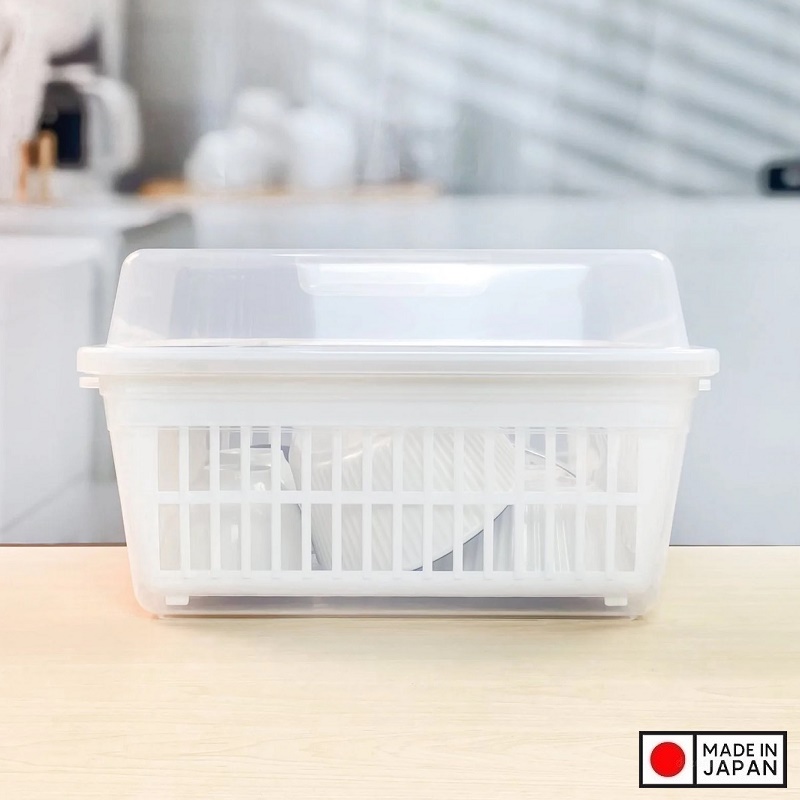 Combo khay bảo quản bát, đĩa có nắp đậy an toàn Inomata - Hàng nội địa Nhật Bản (#Made in Japan)