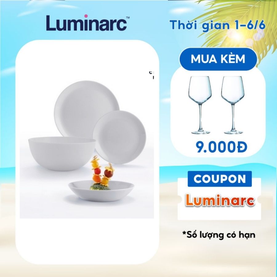 Bộ Bàn Ăn Tô Chén Đĩa Thuỷ Tinh Cường Lực Luminarc Diwali Granit 12ps - LUDIG12M