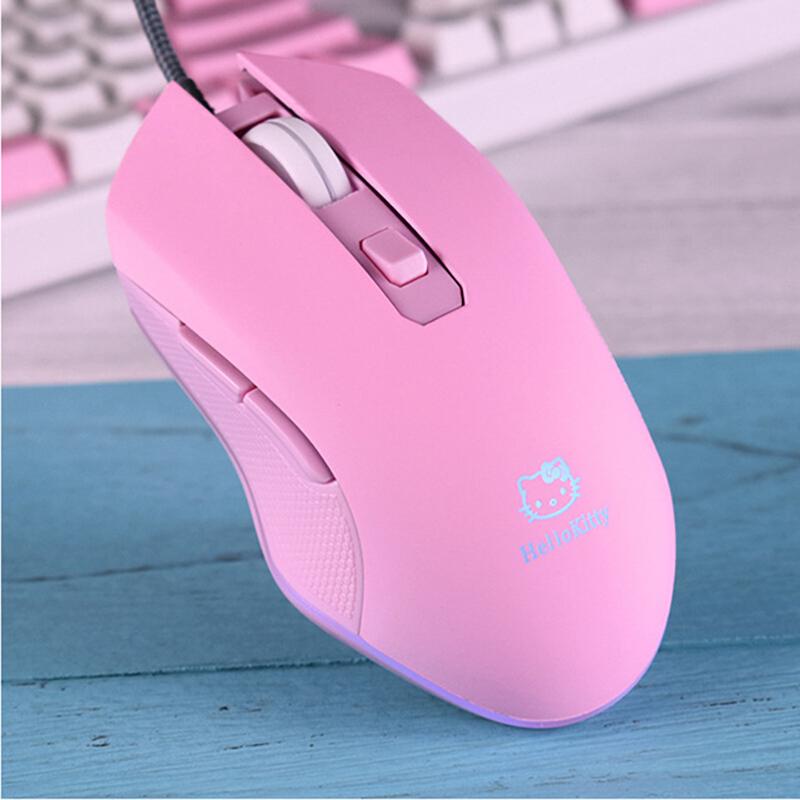 UTHAI DB49 Có Dây Dạ Quang Chuột Hồng 1600 Phụ Kiện Máy Tính Ngoại Vi Cô Gái Dễ Thương Cô Gái Chơi Game