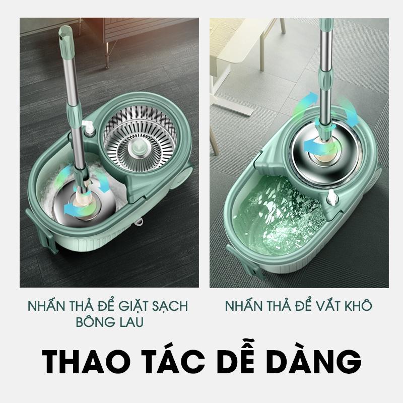 Bộ cây lau nhà cao cấp xoay 360 độ SAMONO SCM003 lau sạch mọi ngóc ngách sàn nhà 2 ngăn chứa lau khô lau ướt thông minh - Hàng chính hãng