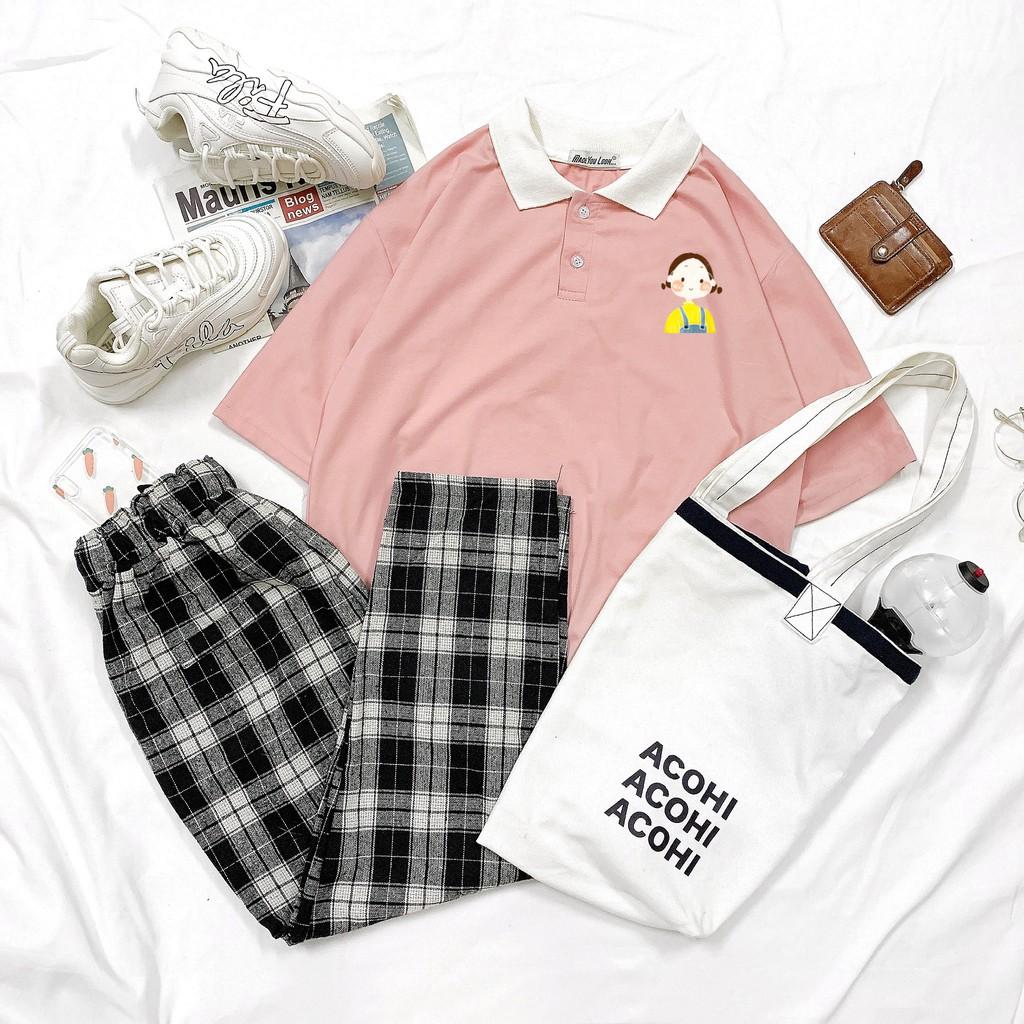 Polo Áo Thun Có Cổ Tay Lỡ Form Rộng Unisex BÉ MẶC YẾM Ulzzang Couple