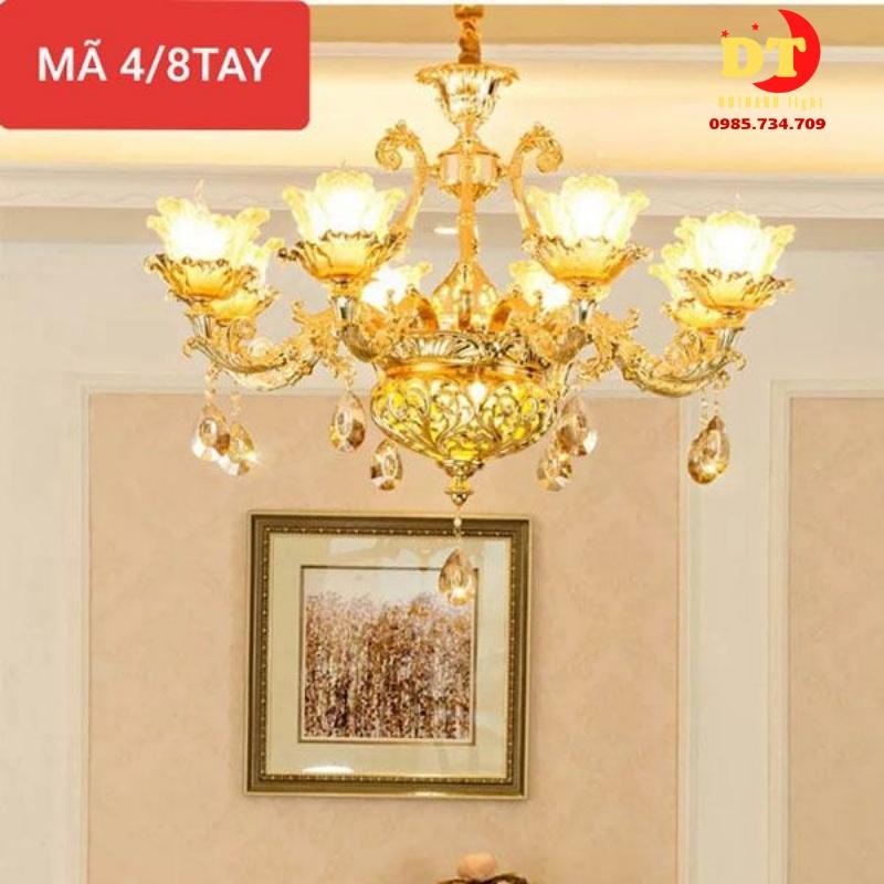 Đèn chùm nến phòng khách DOTHANH LIGHT 8 tay hợp kim cao cấp DCN