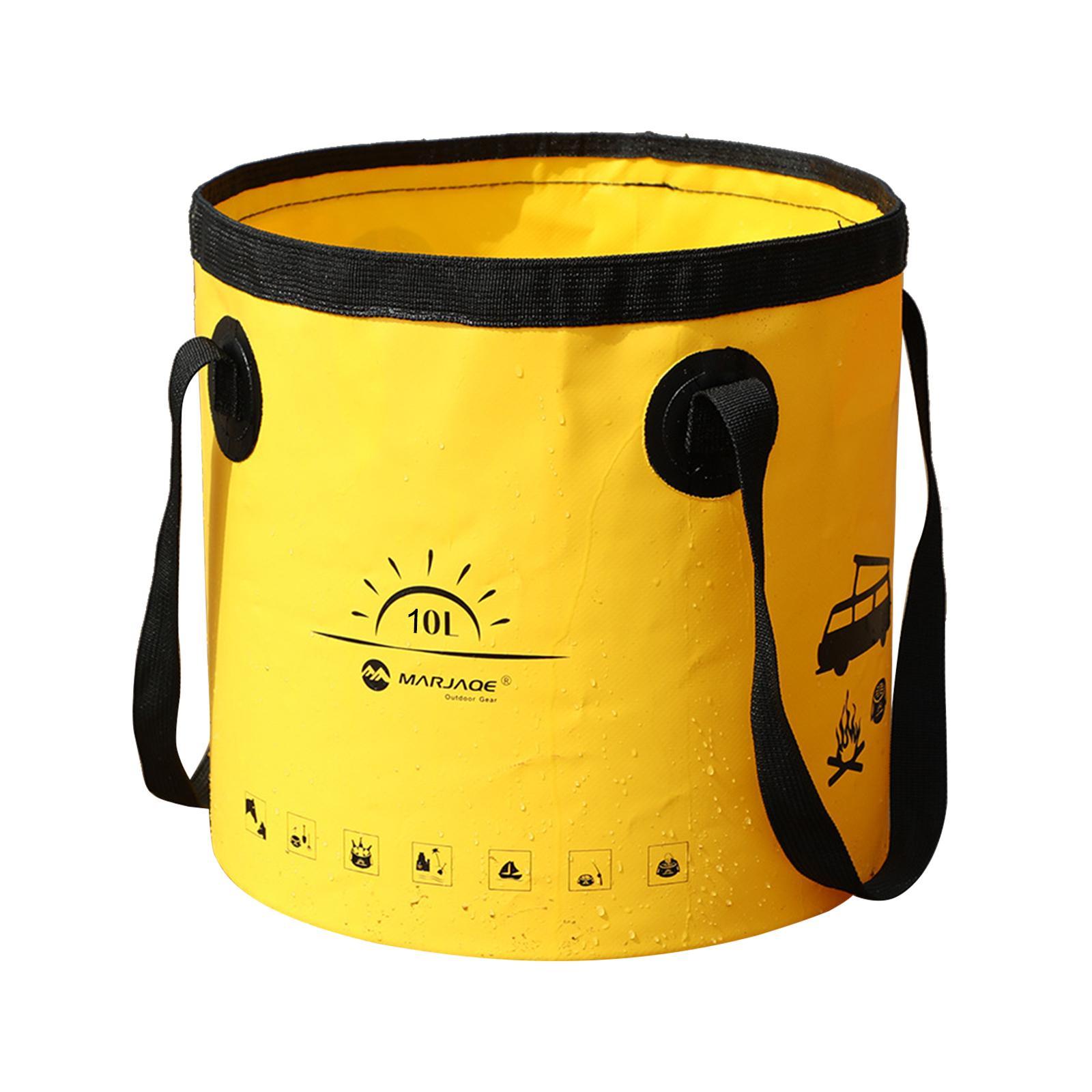 Collapsible Bucket Foldable Water Container Portable for Camping 10L Yellow