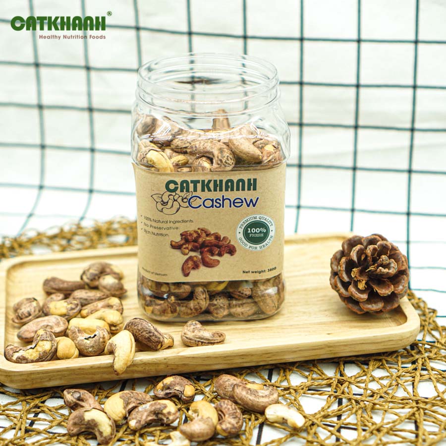 Hạt điều rang muối vỏ lụa Cát Khánh hủ 180gr