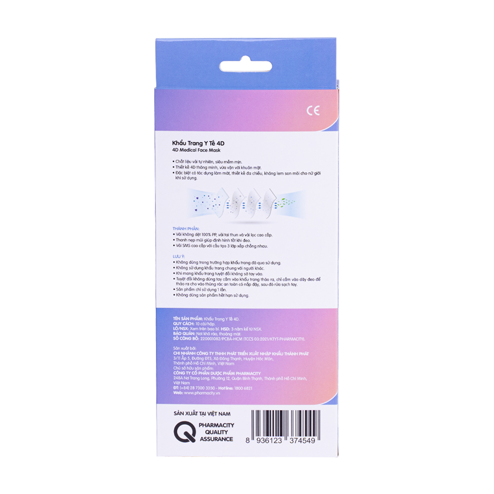 Khẩu trang Pharmacity màu sắc 4D - Mixed color