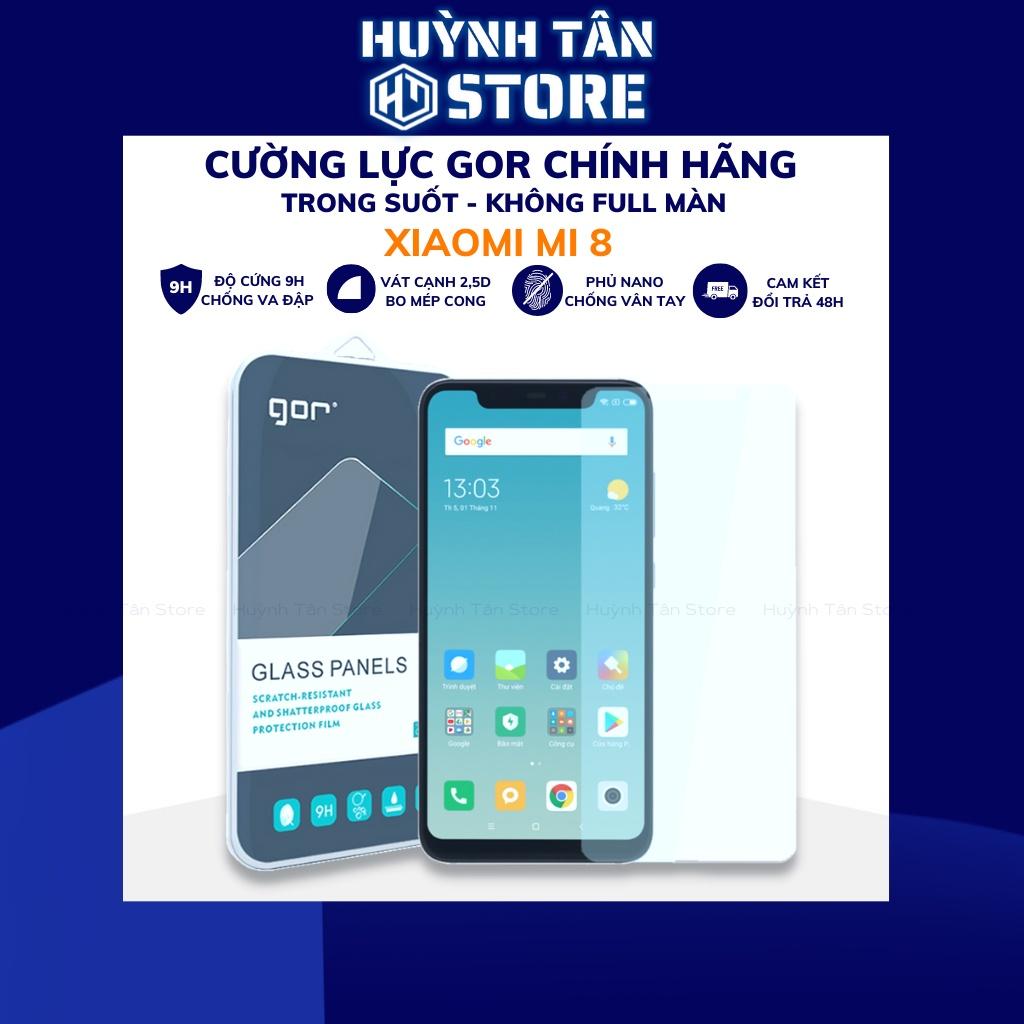 Kính cường lực mi 8 trong suốt KHÔNG FULL MÀN chống bám vân tay chính hãng Gor phụ kiện huỳnh tân store - Hàng nhập khẩu