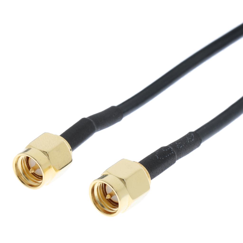 Black RP-SMA Male to Male Coax Extension Cable Adapter for WiFi LAN WAN Router Antenna, 20Meter/65.6Feet