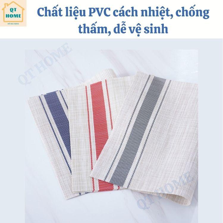 Tấm Trải Bàn Ăn PVC Cách Nhiệt, Kiểu 2 Sọc