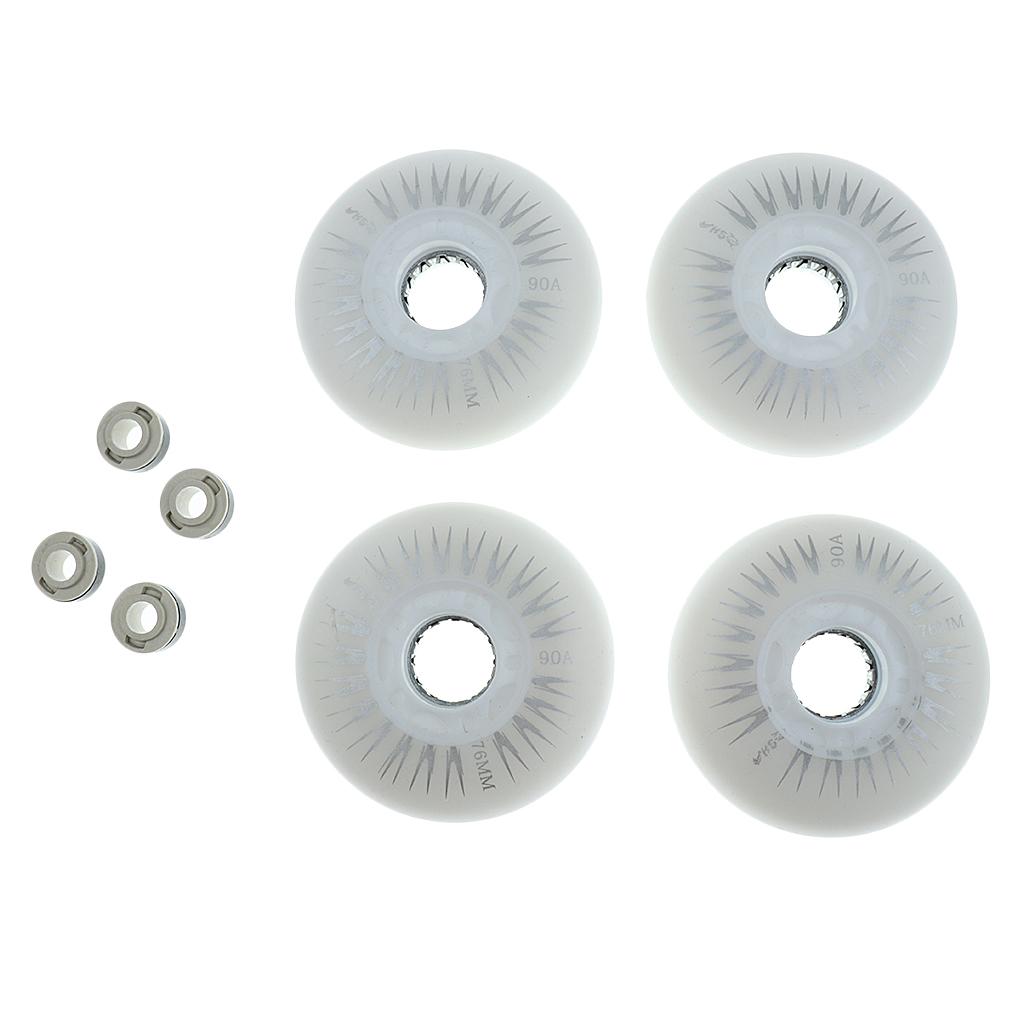 4 Pieces LED Lights Flashing Inline Roller Skate Replacement Wheels 3 Sizes