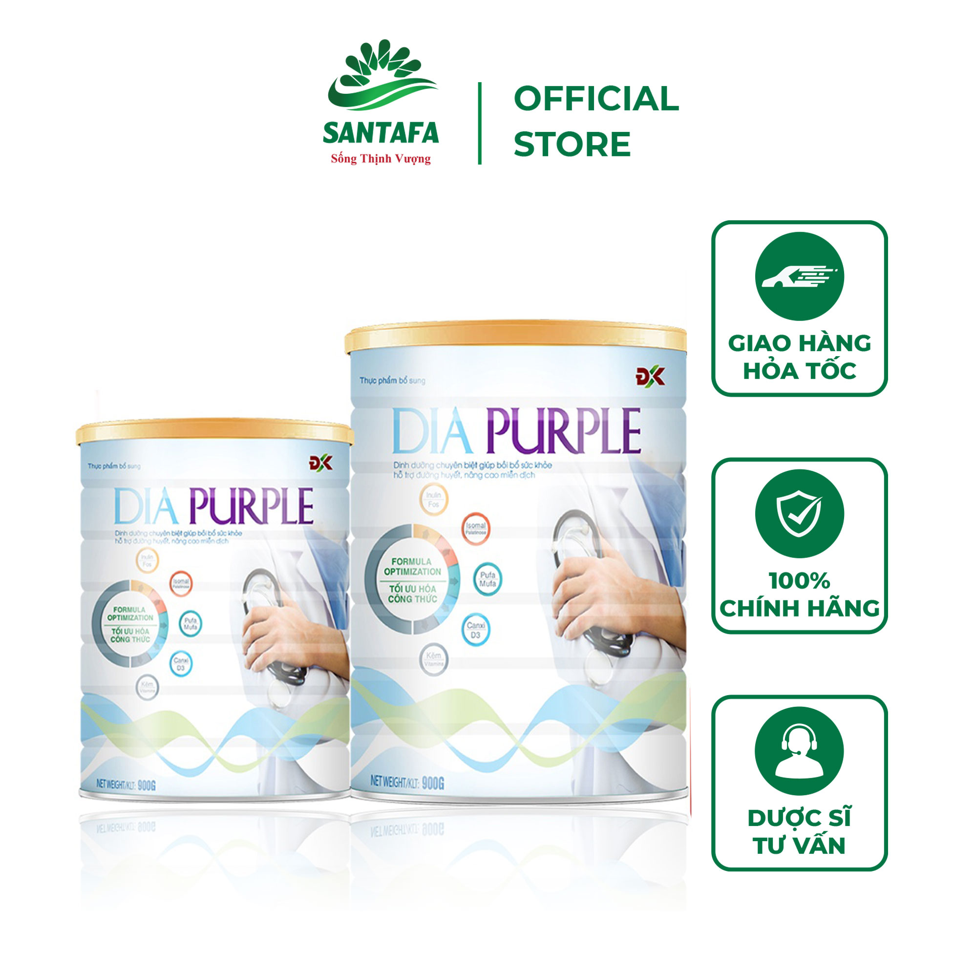 Sữa Bột Dinh Dưỡng Cho Người Tiểu Đường Dia Purple ĐK Giúp Ổn Định Đường Huyết  400g