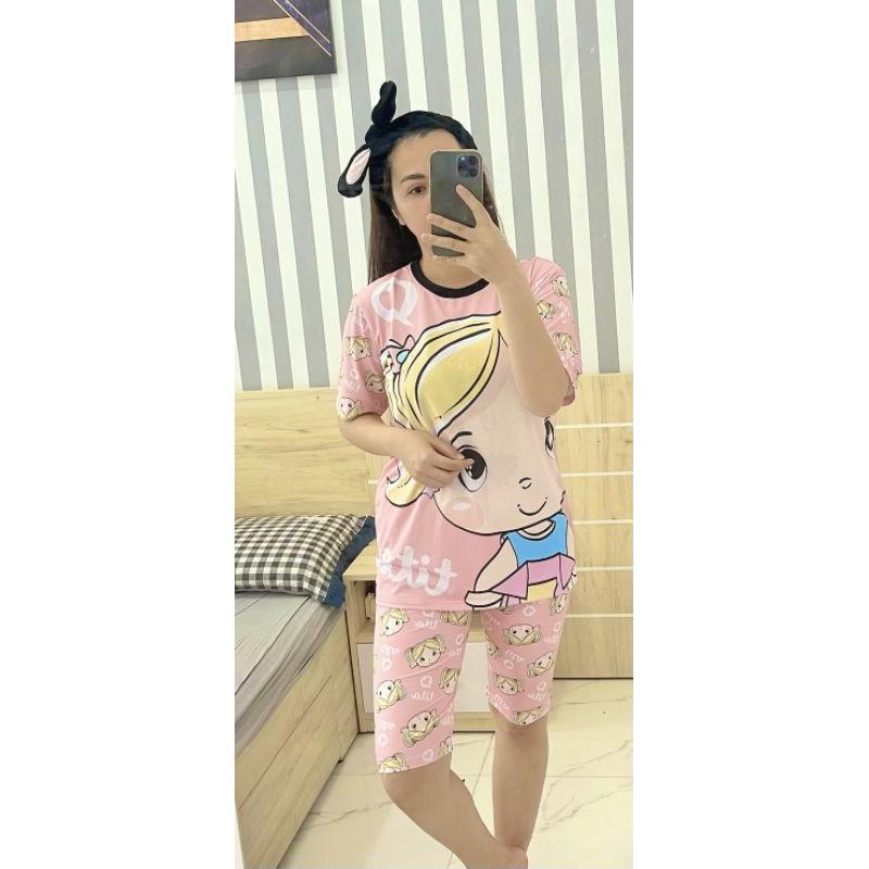 Bộ ngố thun lạnh in 3D bé gái size đại cồ - Đồ bộ bé gái