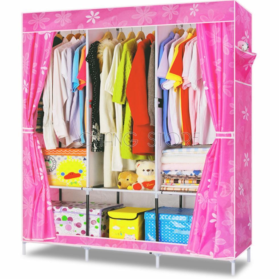 Tủ Vải Đựng Quần Áo 3D 3 Buồng 8 Ngăn Tiện Lợi