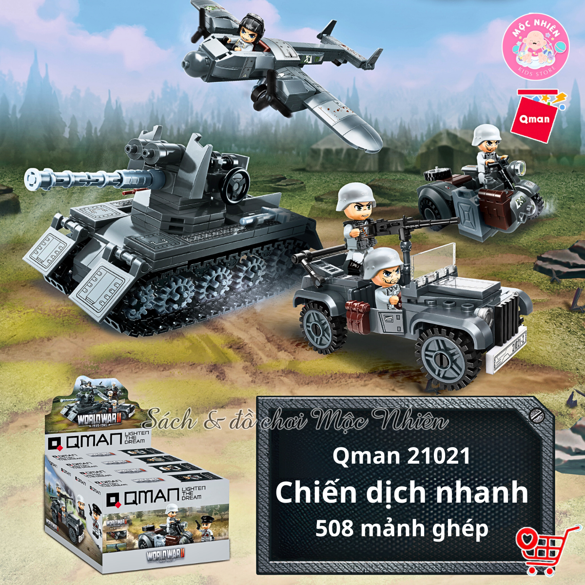 Đồ chơi lắp ráp, xếp hình Qman 21021 - Chiến dịch nhanh (508 chi tiết) - Dành cho bé trai từ 6 tuổi