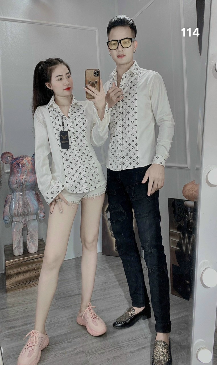 Áo sơ mi nam nữ tay dài , áo đôi nam nữ