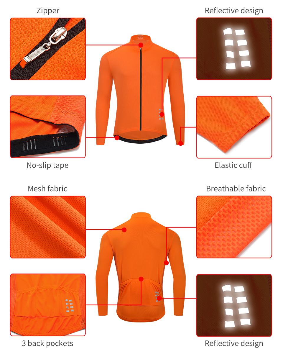 WOSAWE Phản Quang Đi Xe Đạp Áo Nam Dài Tay Maillot Xuống Dốc Xe Đạp Quần Áo Ropa Ciclismo Áo Sơ Mi Chặt Xe Đạp MTB Jersey Color: BL248-O Size: EU M