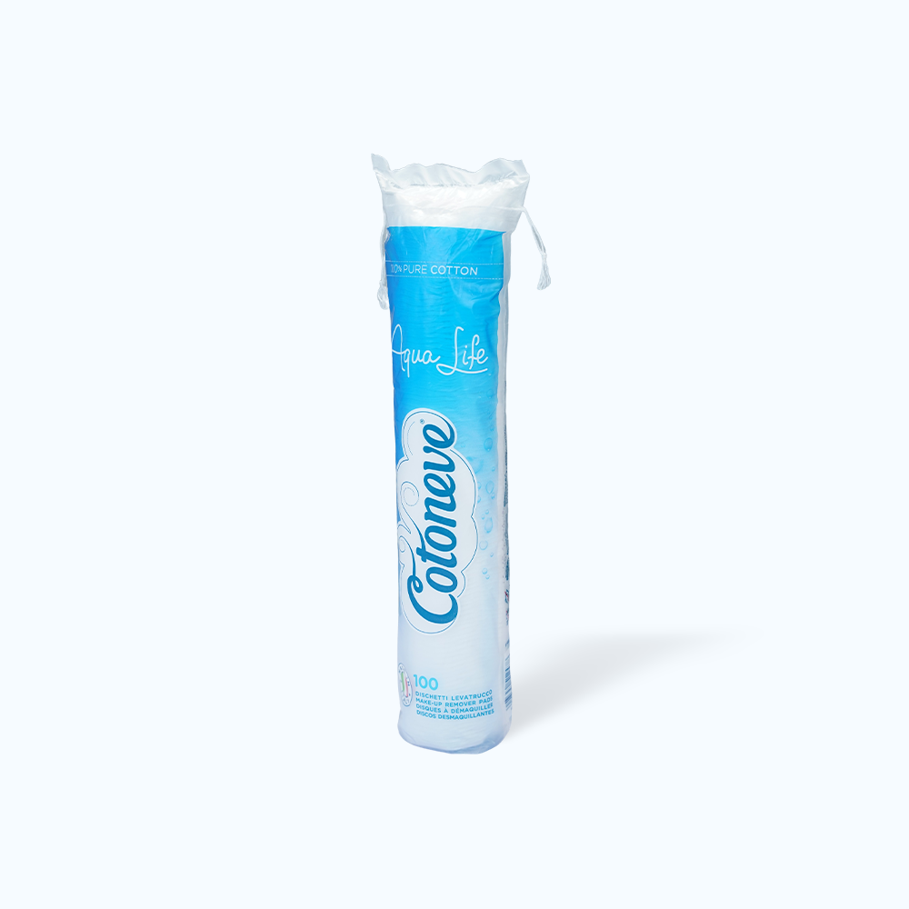 Bông Tẩy Trang May Viền COTONEVE Aqua Life (Gói 100 miếng)