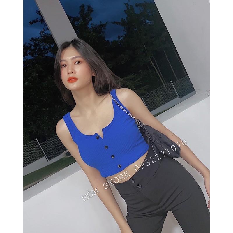 Áo Croptop Ba Lỗ Nút Hh.vintage Siêu Xịn Xò