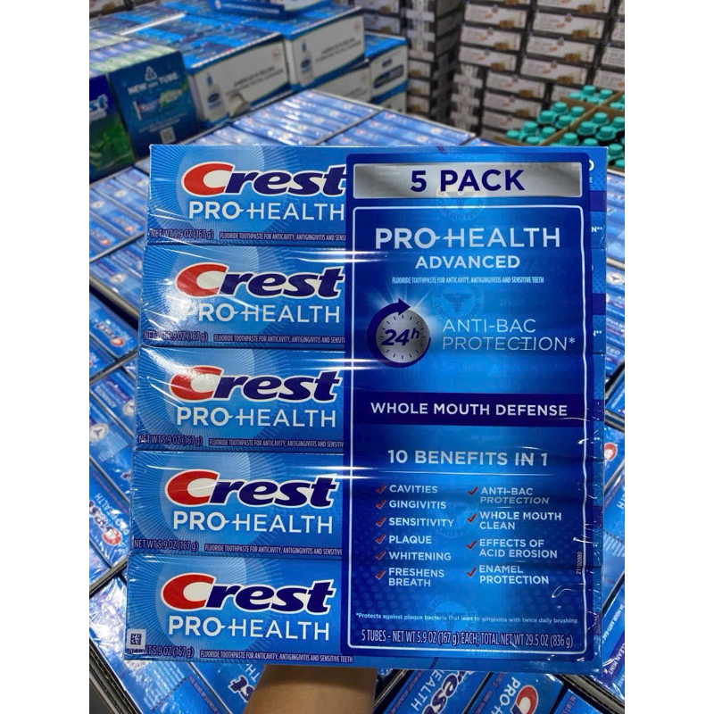 Kem đánh răng crest pro health advanced 167g của mỹ sét 5 cây