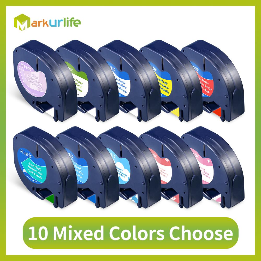 91201 91200 12mm * 4m Tương thích cho DYMO Letra Tag Nhãn Băng 12267 18771 91202 91203 91204 91205 Máy In Nhãn Nhựa Miếng Dán