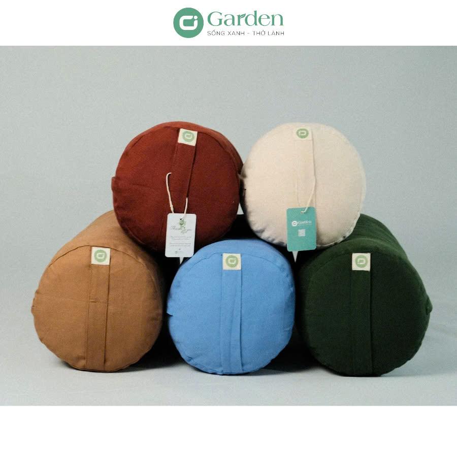 GỐI YOGA TRỊ LIỆU CAO CẤP - TRÒN - VỎ VẢI CANVAS - RUỘT BÔNG GÒN TỰ NHIÊN - Ci Garden