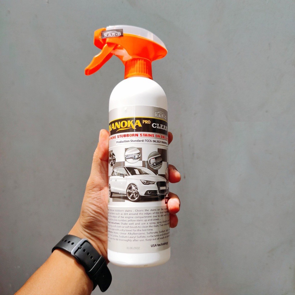 Tẩy ố kính ô tô NANOKA CLEAN 250ML, 550ml, làm sạch bề mặt kính, sơn, lazang, logo