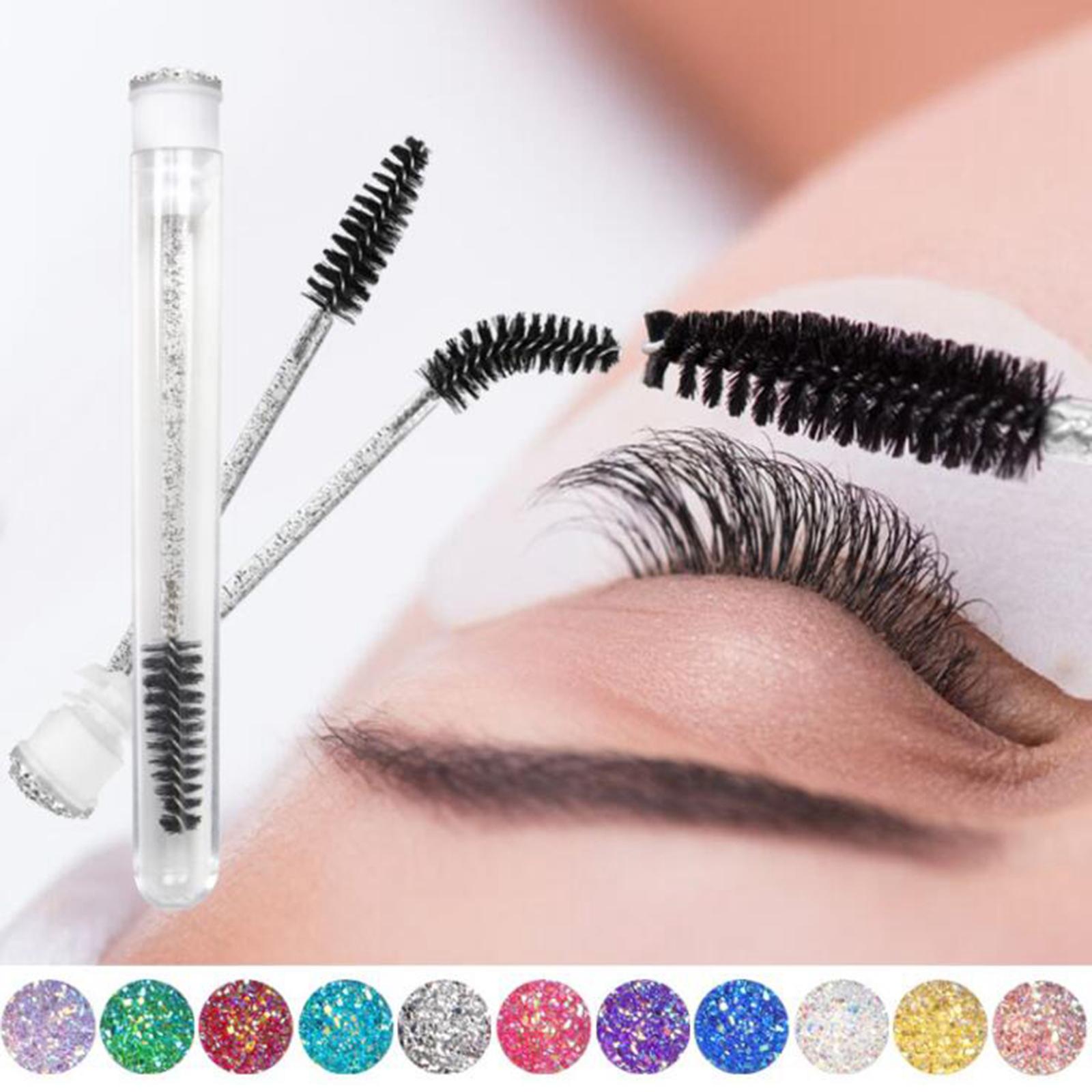 5Pcs Crystal Diamond Disposable Mascara Brushes Eyebrow with Dust-proof Tube