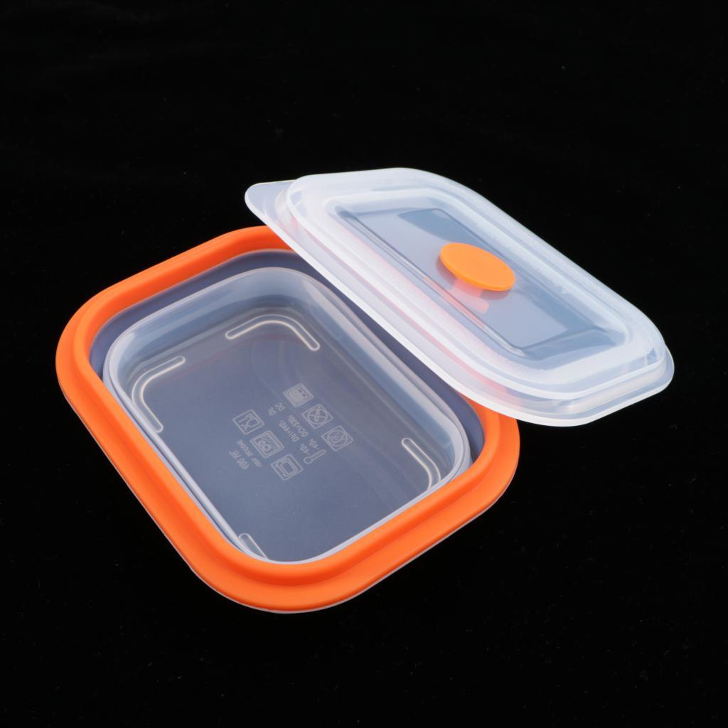 Collapsible Silicone Food Storage Containers, Folding Lunch Bento Box BPA Free for Camping, Hiking, Backpacking
