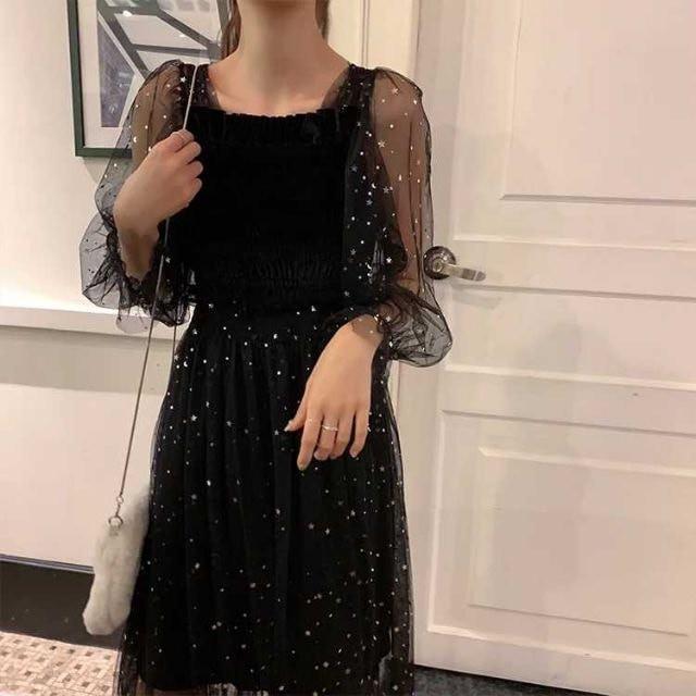 Đầm Ulzzang tiểu thư cổ vuông
