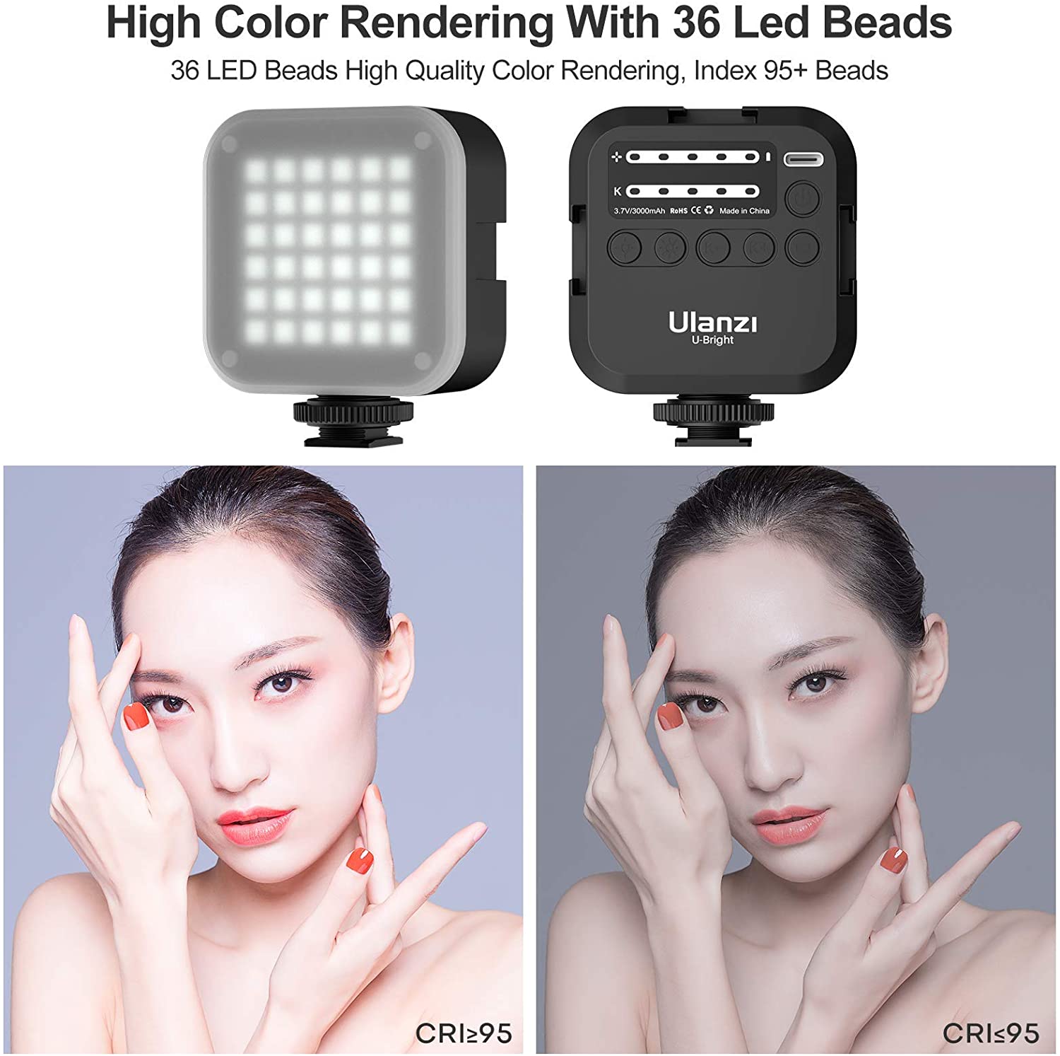 ULANZI U-BRIGHT BI-COLOR (2700-6500K), Đèn LED 2 màu tặng kèm 6 tấm lọc màu - Hàng Chính Hãng