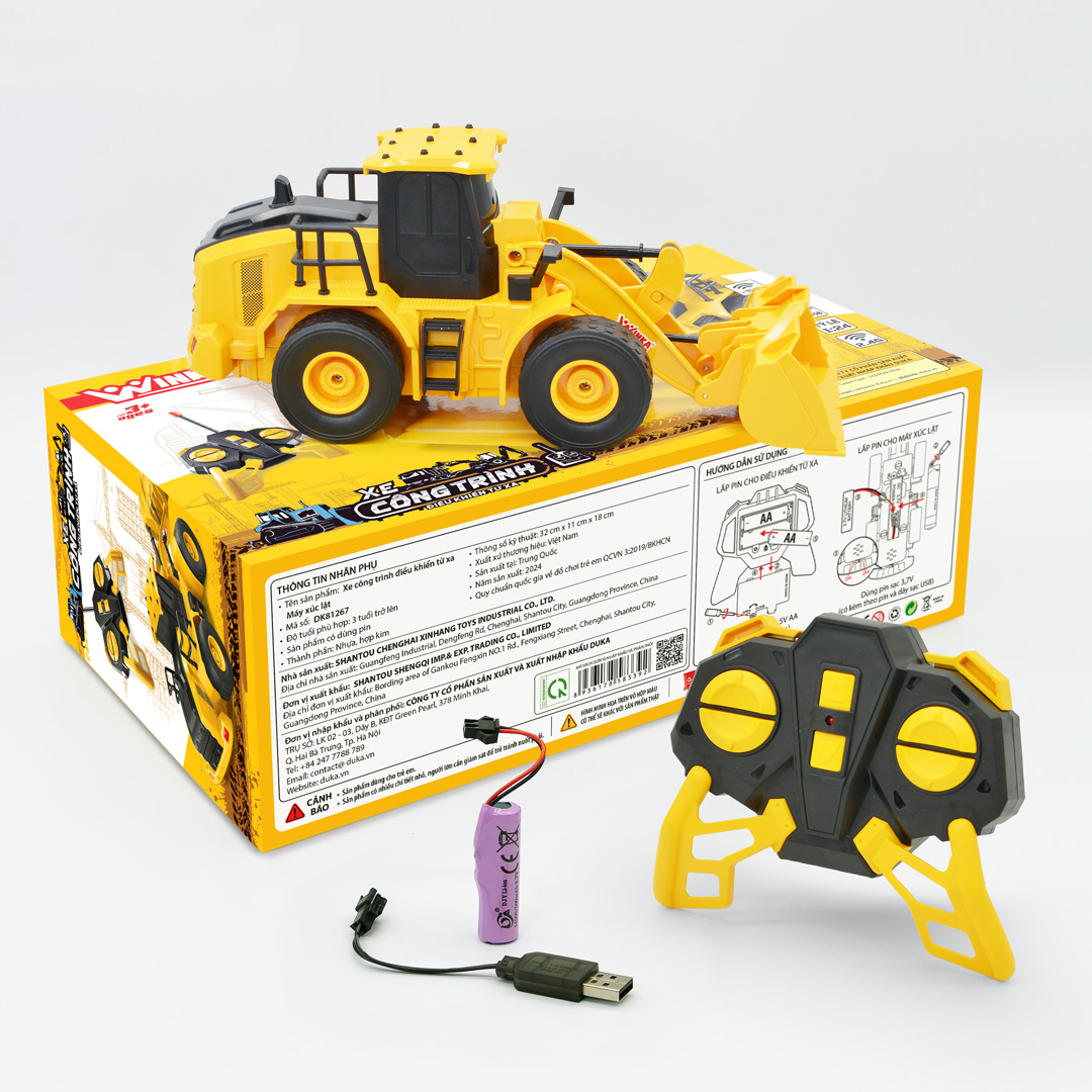 Đồ Chơi Duka: Xe công trình điều khiển từ xa 2.4G - Máy xúc lật DK81267