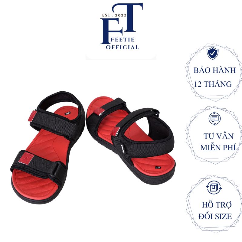 Dép Sandal GV Đỏ Đen Cá Tính,Xăng Đan Unisex Đế Phylon Cao Cấp 3cm Thích Hợp Đi Chơi,Đi Du Lịch