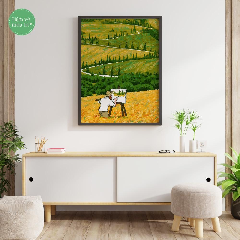 Tranh tô màu theo số - Giữa đồng lúa mì đã căng khung 40x50cm