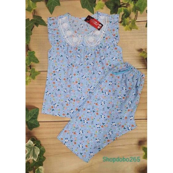 Đồ bộ nữ,đồ ngủ mặc nhà lửng vải lụa BL 62 hoạ tiết hoa nhí dễ thương size 45-65kg.