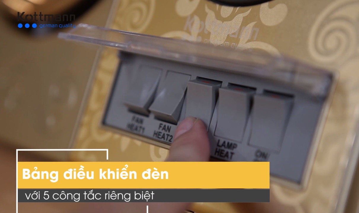 Đèn sưởi 2 bóng treo tường kèm thổi gió nóng và mát K2BHWG