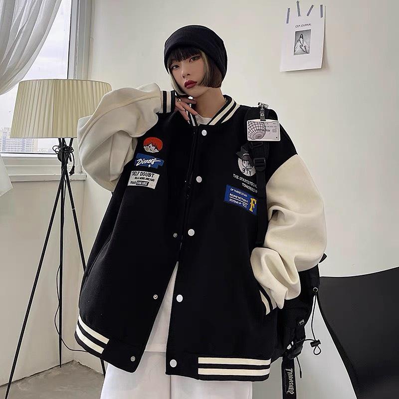 Áo khoác bomber nỉ phối tay ngoại unisex form rộng chất nỉ dày dặn cao cấp nam nữ đều phù hợp, Áo khoác bomber nỉ IN DINNER form rộng Unisex Áo bomber nỉ Cardigan trần bông trẻ trung